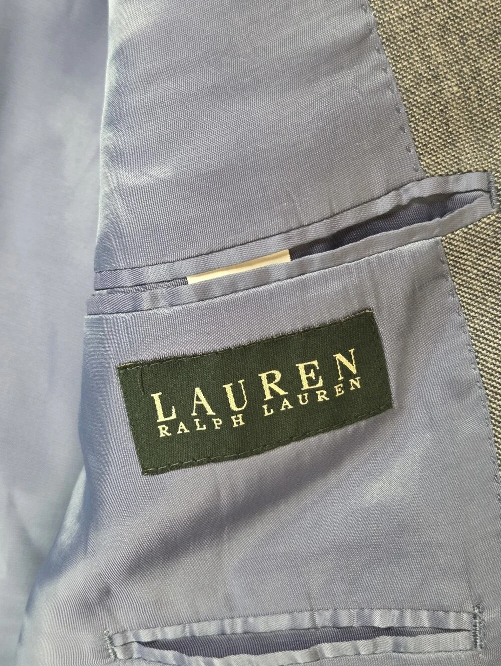 Lauren Ralph Lauren Mens 44L Blue Gray Silk Wool Blend Sport Coat Blazer